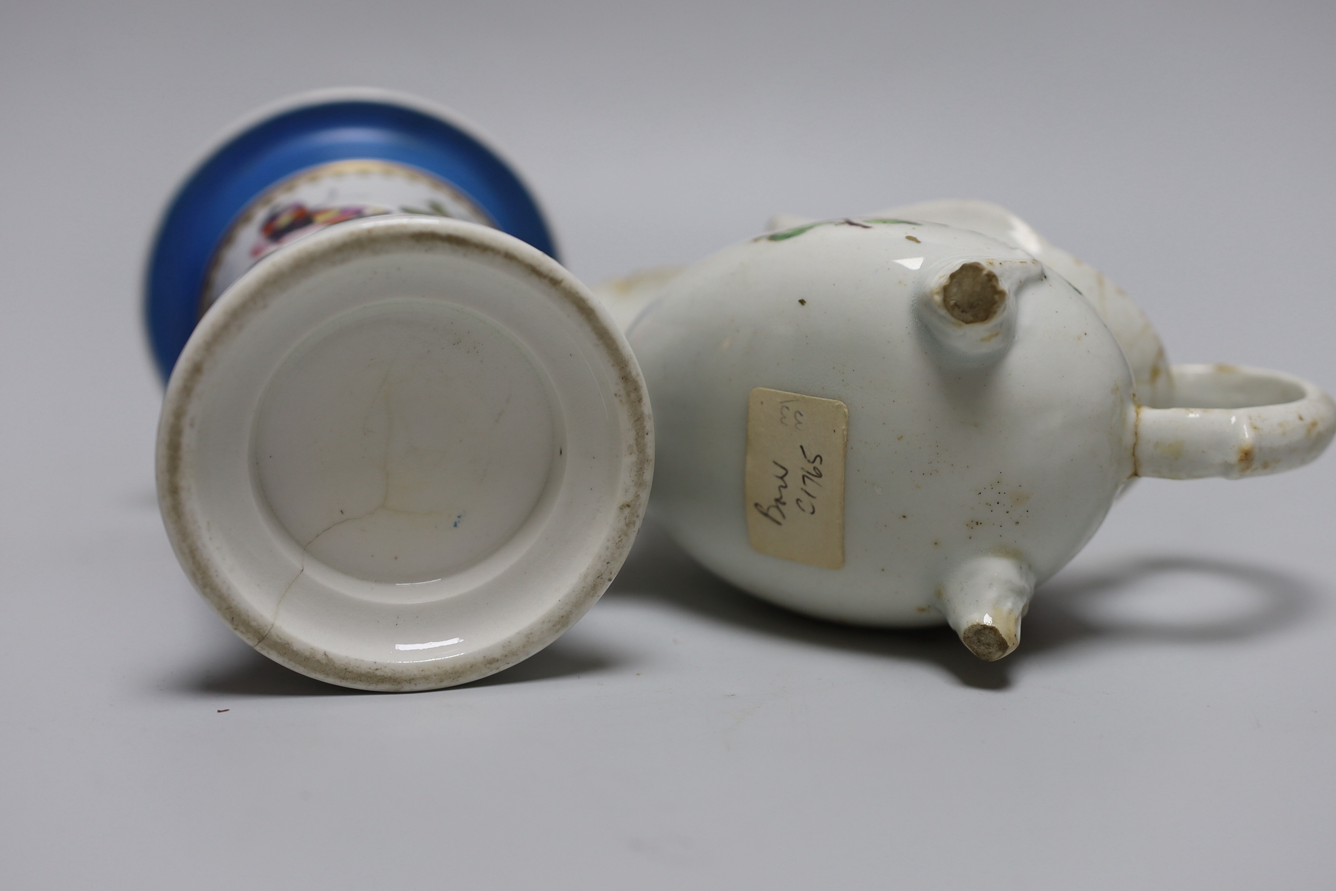 A Bow sauce boat, c.1760, 17.5cm and a 19th century English spill vase, c.1830